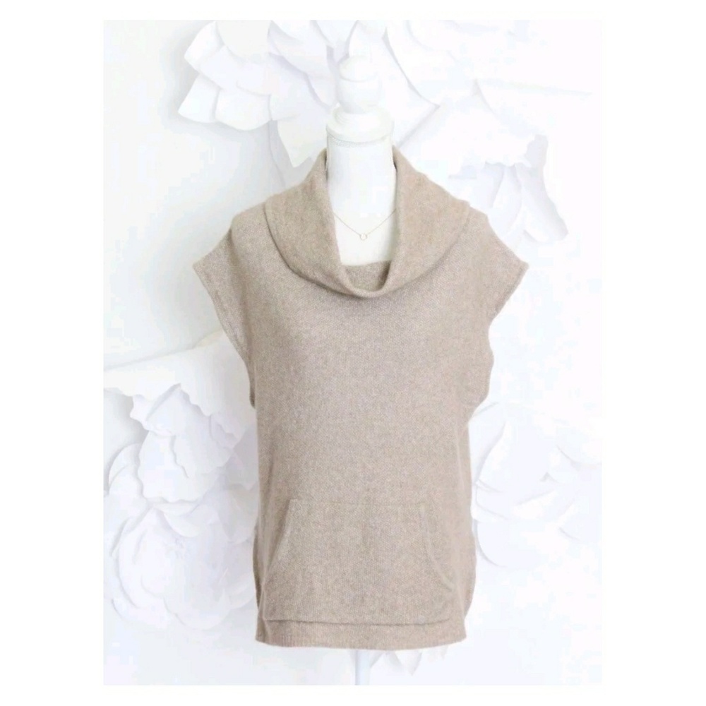 Bryn WALKER Cashmere Cowl Sweater S Beige Pockets